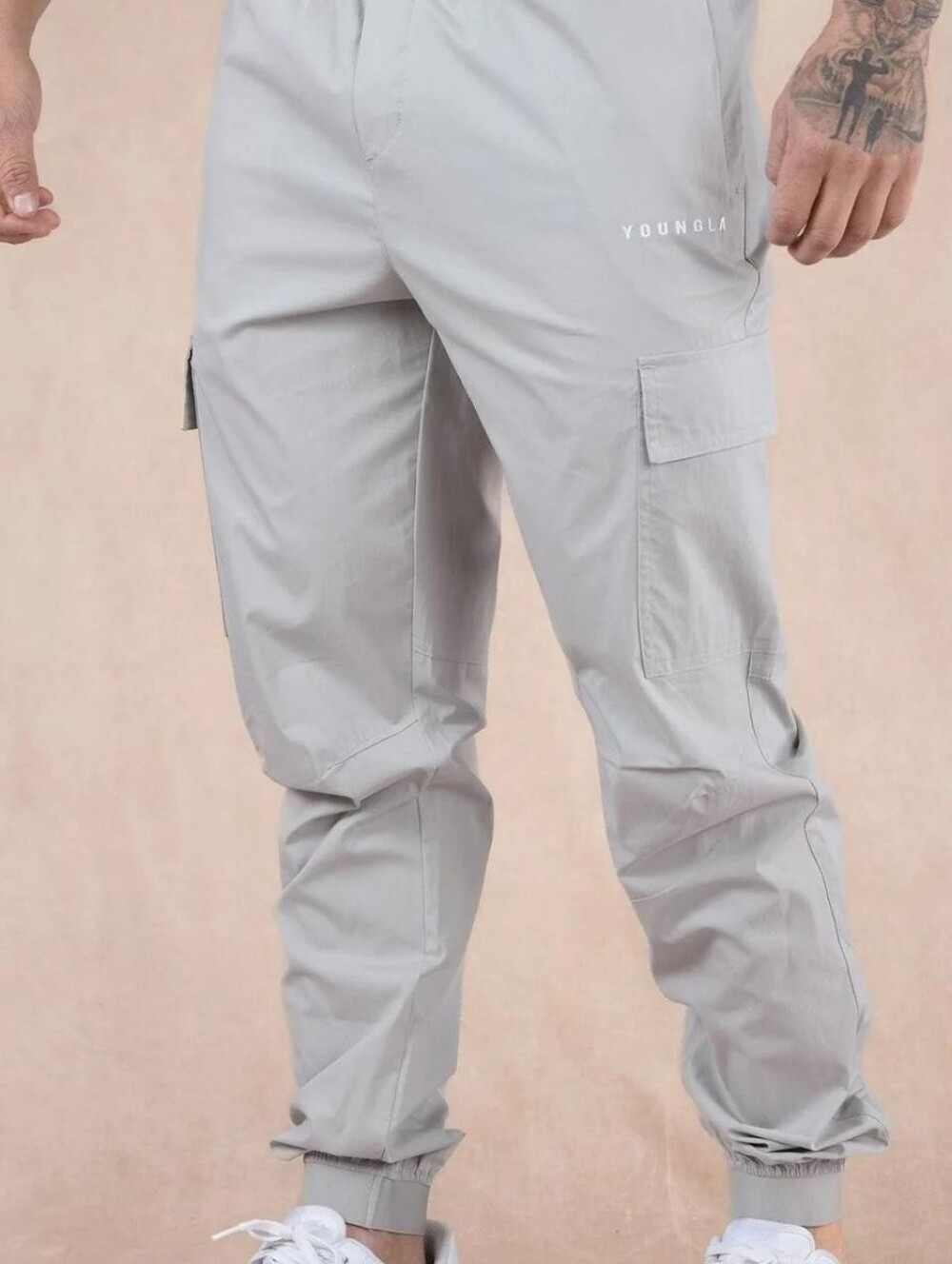 YoungLA Mens Model #242 Commuter Cargo Jogger Pants in Gray Size Large 35